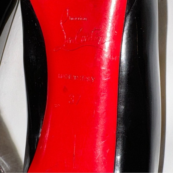 CHRISTIAN LOUBOUTIN BLACK PATENT LEATHER PLATFORM NEW SIMPLE PUMP 120 SZ 37 - Picture 10 of 16